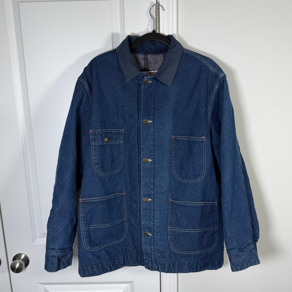 Vintage 70s Sears Union Made Denim Chore Coat Blanket Lined Barn Jacket XL 46-48